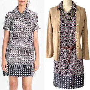 J. Crew Collared Dress Geometric Retro Pattern